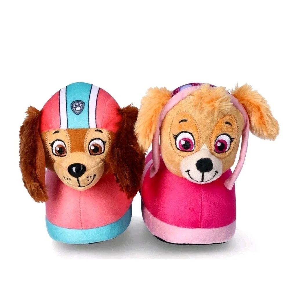 Nickelodeon PAW PATROL Toddler Girls Size 7/8 Liberty & Skye Plush 3D Slippers